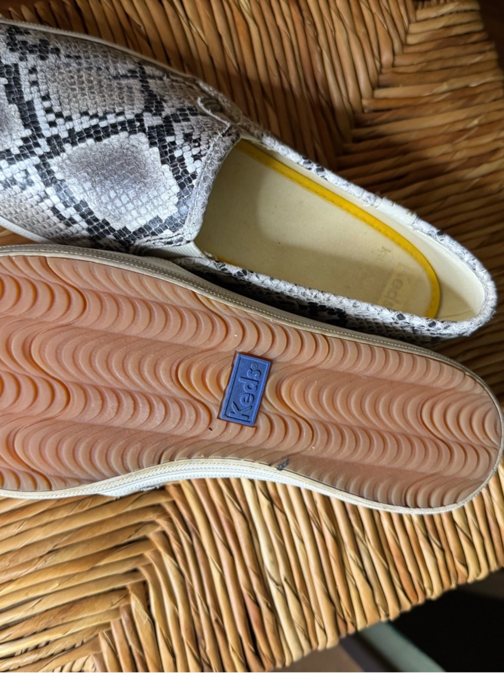 Women’s Keds Snake-Print Slip-On Flats in Gray and Black - Picture 10 of 10